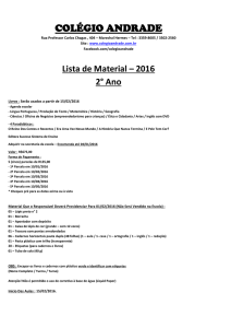 Lista de Material – 2016 2° Ano