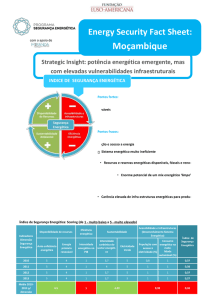 Principais zonas e infra-estruturas energéticas de Moçambique