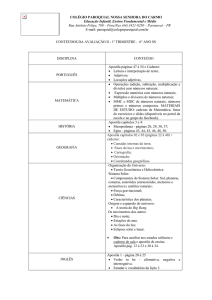 Conteúdos da Avaliação 2 – 1º Trimestre