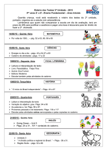 Roteiro dos Testes – 5° anos Tarde – 2ª unidade