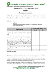 Carta Convite nº FREA-001/2015-CC ANEXO IV Proposta Comercial