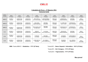 Calendário de Prova – 4º Bimestre 2016 Turno da Tarde