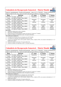 Calendario de Recuperacao Semestral – Matriz Manha