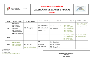 Calendário das provas finais e exames do ensino secundário