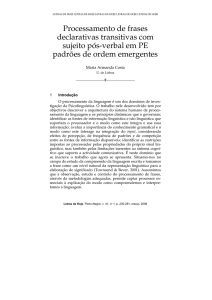 Processamento de frases declarativas transitivas com sujeito pós