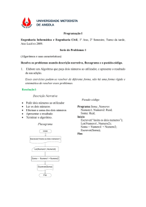 Programação I Engenharia Informática e Engenharia Civil, 1º Ano