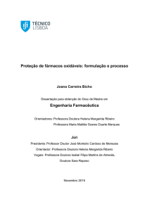 Proteção de fármacos oxidáveis: formulação e processo Engenharia