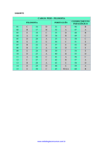 cargo: peb3 - filosofia filosofia português conhecimento pedagógico