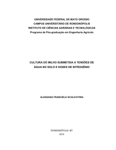 cultura do milho submetida a tensões de água no solo e