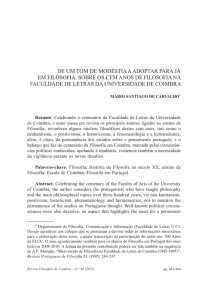 De um tom de modéstia a adoptar para já em filosofia. Sobre os cem