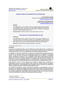 ANÁLISE CLIMÁTICA DO MUNICÍPIO DE PATROCÍNIO (MG)