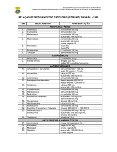 Listagem de medicamentos essenciais fornecidos pela rede SUS-BH