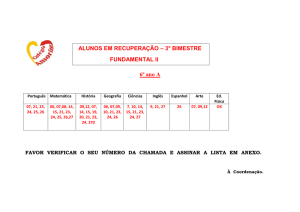 6º ano A ALUNOS EM RECUPERAÇÃO – 3° BIMESTRE