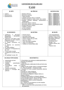 CONTEÚDO DE EXAME 2012 – 9º ANO