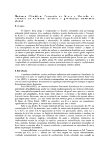 Mudança Climática, Protocolo de Kyoto e Mercado de Créditos de