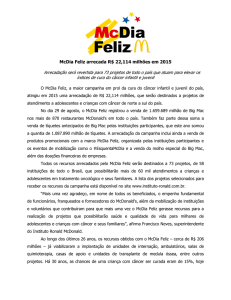 McDia Feliz arrecada R$ 22,114 milhões em 2015
