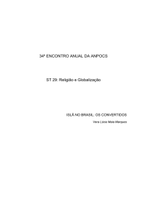 34º ENCONTRO ANUAL DA ANPOCS ST 29: Religião e Globalização