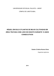 níquel em solo e plantas de milho cultivadas em área tratada com