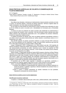 boas práticas agrícolas, de colheita e conservação de plantas