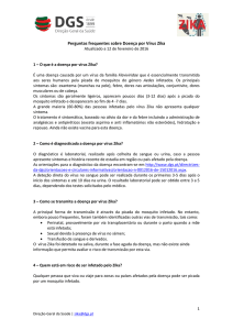 Perguntas frequentes sobre Doença por Vírus Zika