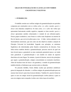 graus de integração de cláusulas com verbos cognitivos e volitivos