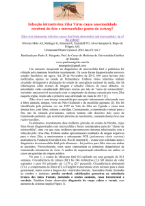 Infecção intra-uterina Zika vírus causa anormalidade cerebral do