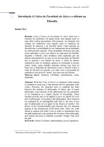 Introdução à Crítica da Faculdade do Juízo e o abismo na Filosofia