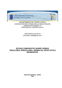 ESTUDO COMPARATIVO SOBRE VERBOS REGULARES