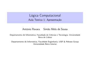 Lógica Computacional - Aula Teórica 1: Apresentação