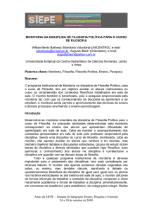 monitoria da disciplina de filosofia política para o