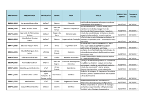 PROTOCOLO PESQUISADOR INSTITUIÇÃO CIDADE ÁREA