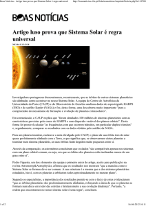 Boas Notícias - Artigo luso prova que Sistema Solar é regra universal