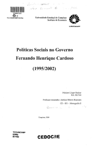 Políticas Sociais no Governo Fernando Henrique Cardoso (1995