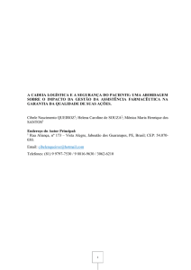 A CADEIA LOGÍSTICA E A SEGURANÇA DO PACIENTE: UMA