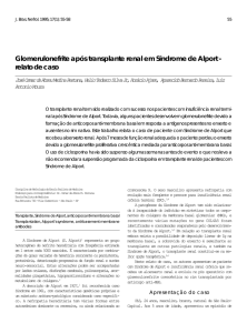 Glomerulonefrite após transplante renal em Síndrome de Alport