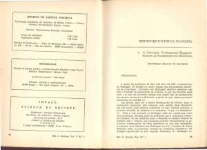 HEIDEGGER E O FIM DA FILOSOFIA 1) A Ontologia Fundamental