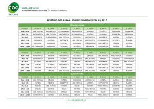 HORÁRIO DAS AULAS - ENSINO FUNDAMENTAL II / 2017