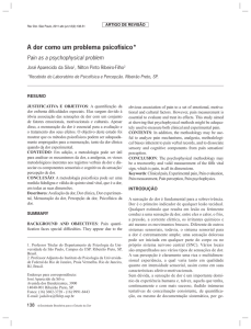 A dor como um problema psicofísico