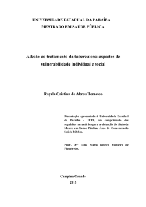 Adesão ao tratamento da tuberculose: aspectos de vulnerabilidade