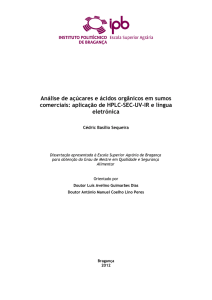 Análise de açúcares e ácidos orgânicos em sumos comerciais