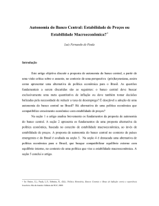 Autonomia do banco central: estabilidade de preços ou estabilidade