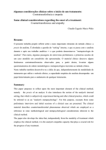 Algumas considerações clínicas sobre o início de um tratamento