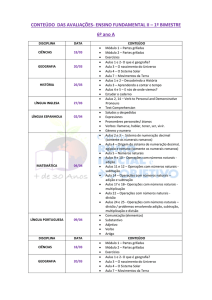 CONTEÚDO DAS AVALIAÇÕES- ENSINO FUNDAMENTAL II – 1º