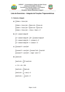 Lista de Exercícios 37 - Integrais de Funções Trigonométricas