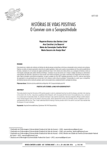 HISTÓRIAS DE VIDAS POSITIVAS O Conviver com a Soropositivdade