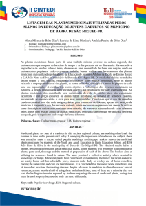 listagem das plantas medicinais utilizadas pelos