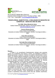 terapia renal substitutiva, a realidade do município de eunápolis