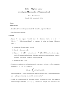 Lista – Álgebra Linear Modelagem Matemática e Computacional