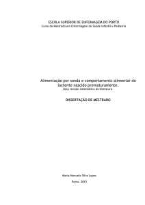 Alimentação por sonda e comportamento alimentar do lactente