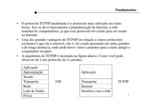Fundamentos • O protocolo TCP/IP atualmente é o protocolo mais
